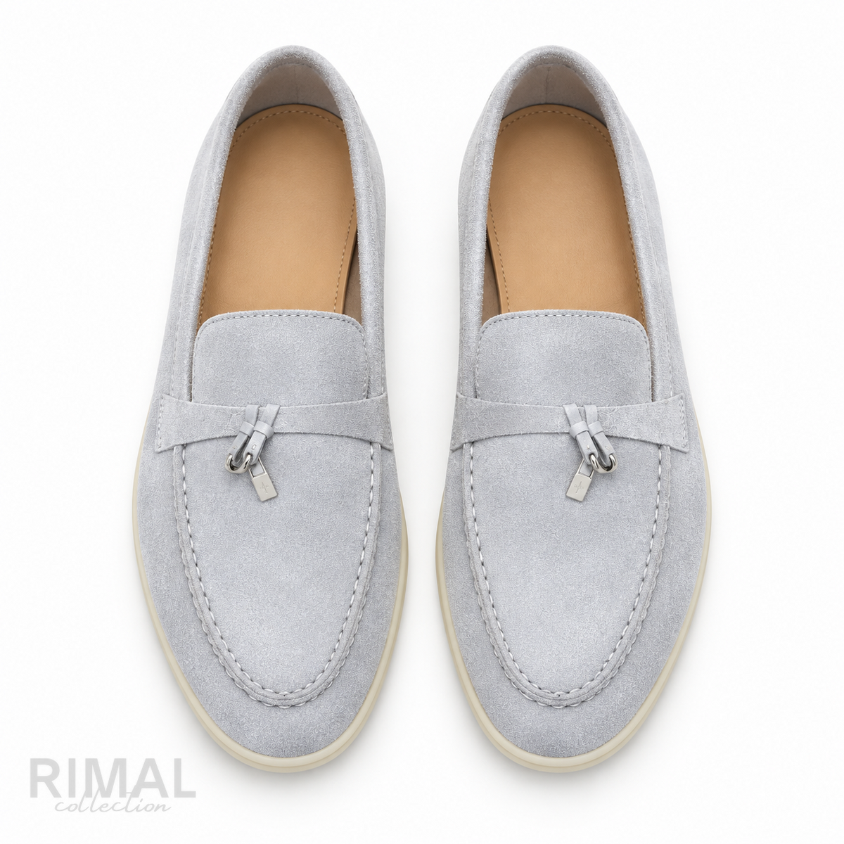 Loro Piana Summer Charms Walk Suede Loafers – Silver Grey - View 3