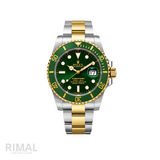 Rolex Watch | Submariner Date Green Dial Green Gold Bezel Gold Silver