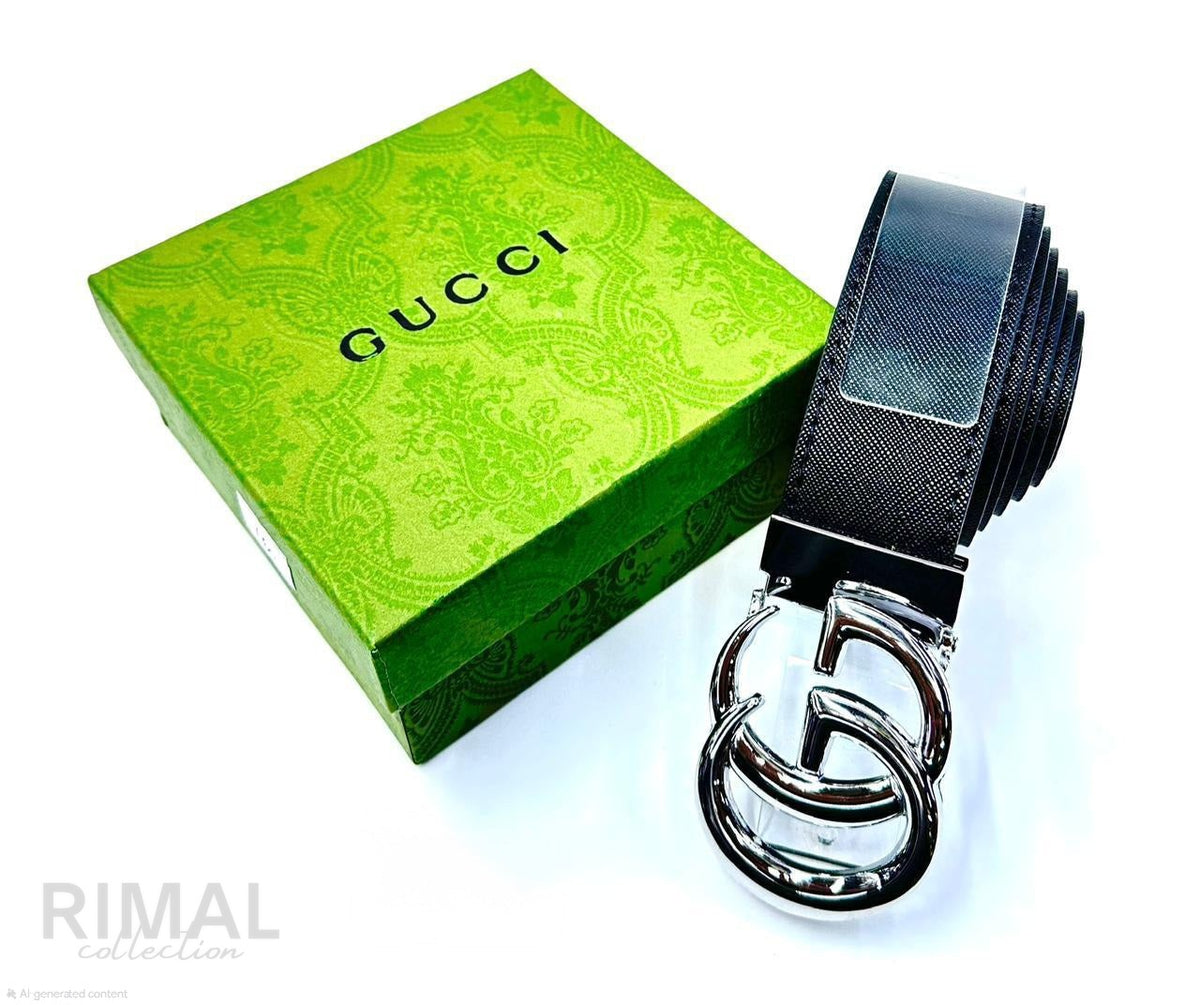 Gucci | Square Buckle Belt – Black / Silver – Product Image 1