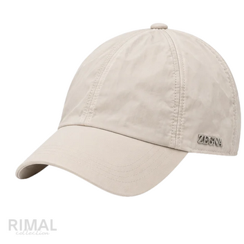 Zegna | Technical Fabric Baseball Cap – Beige Cream Water-Repellent Luxury Hat with Metal Logo Plaque - View 2