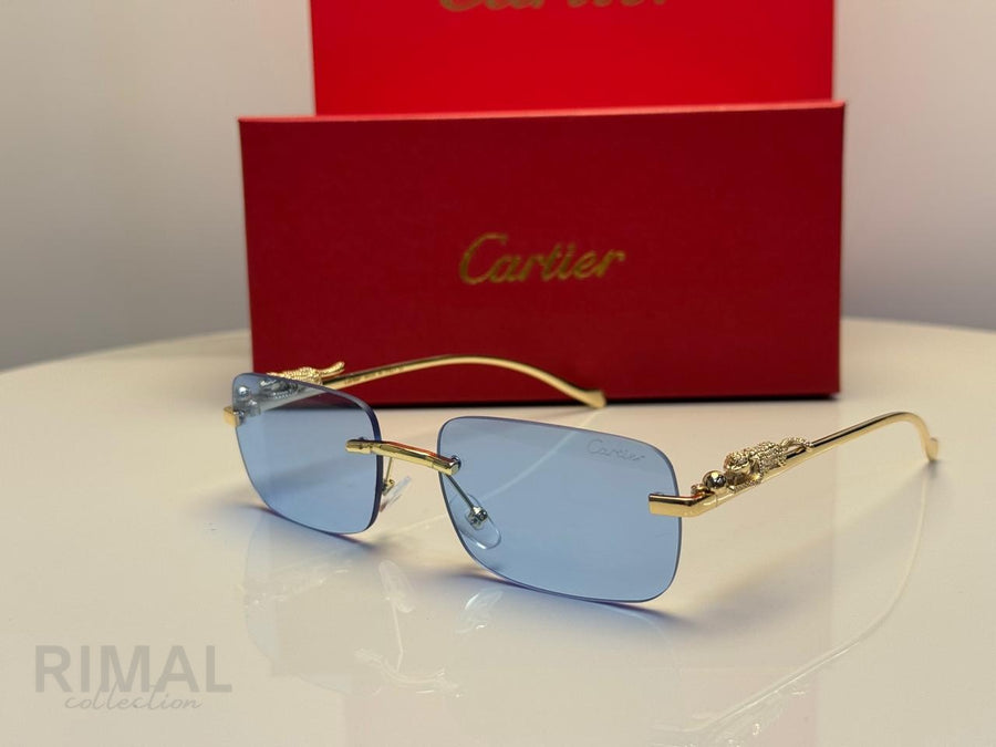 كارتييه | نظارة شمسية مستطيلة Panthère de Cartier – ذهبي / رمادي