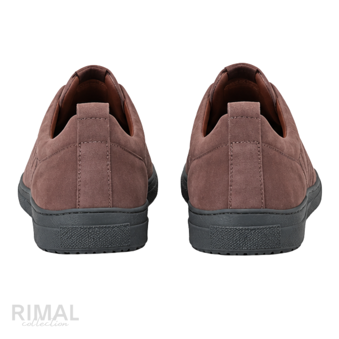 ZEGNA Triple Stitch Suede Slip-on Sneakers Brown Charcoal Sole