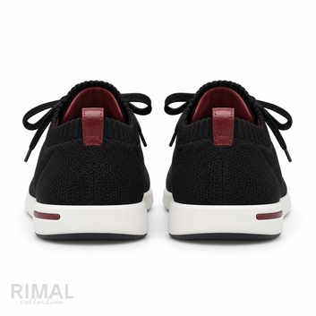 Men’s Black Knit Lace-Up Sneakers - View 1