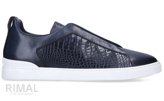 Zegna Triple Stitch Sneaker - Navy Blue | Men