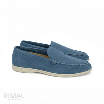 Loro Piana Summer Walk Suede Loafers – Light Blue - View 2