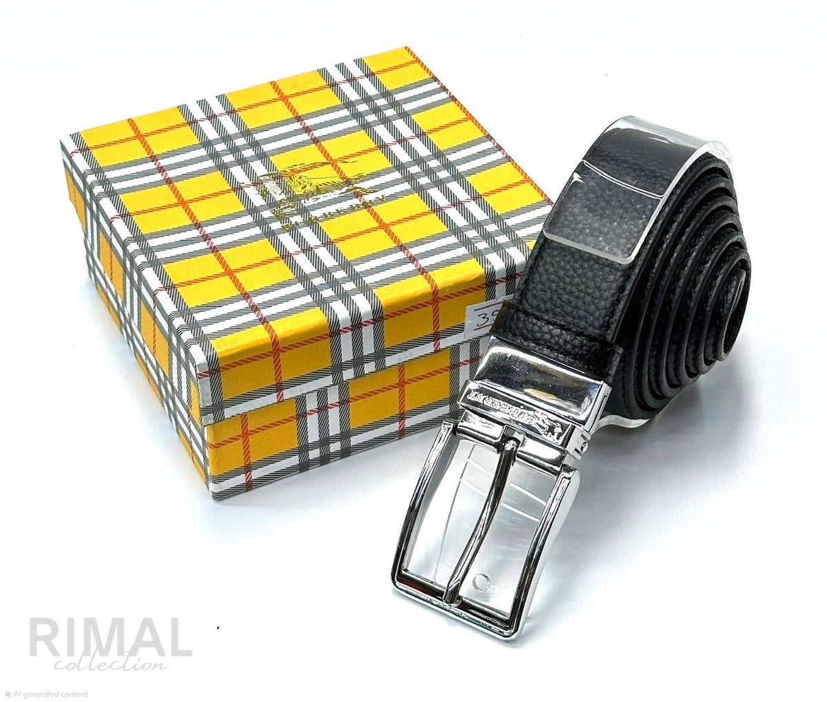 Burberry | Square Frame Buckle Leather Belt – Black / Silver – Product Image 1