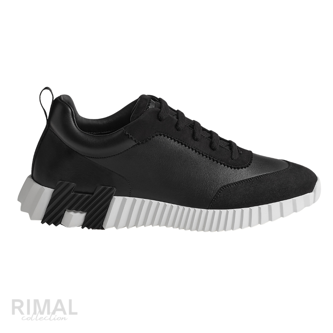 HERMÈS Bouncing Sneaker Noir Black Leather Suede White Sole