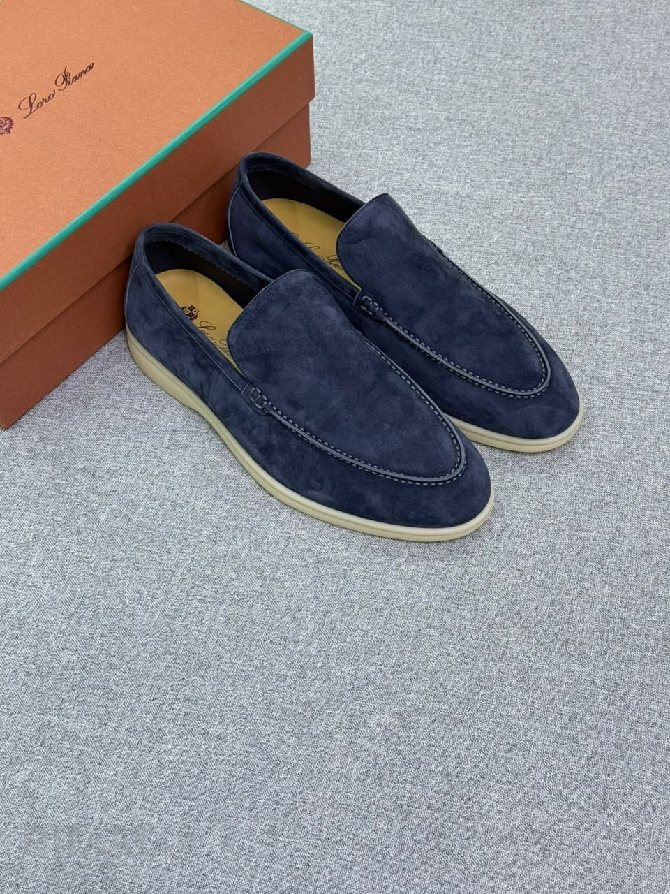 Loro Piana Summer Walk Suede Loafers – Navy - View 5