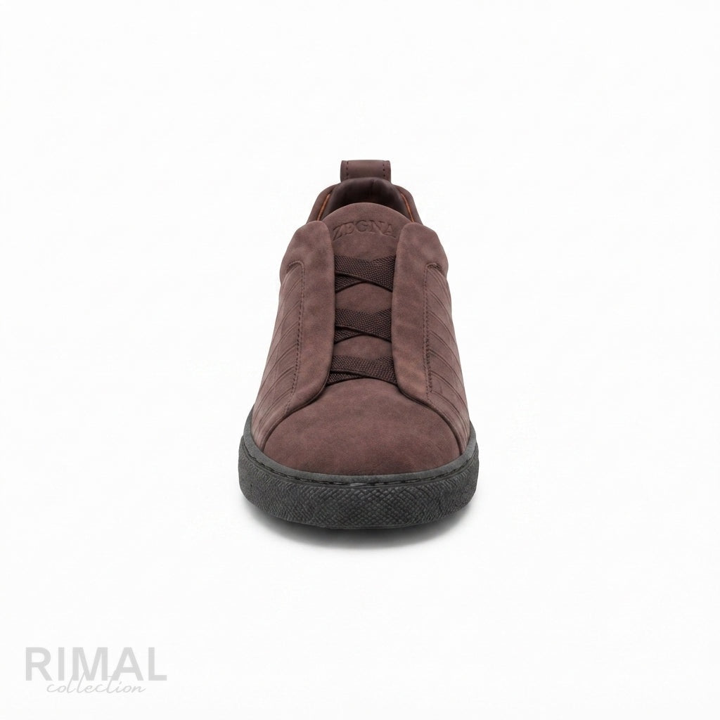 Zegna Triple Stitch Slip-On Sneakers – Brown - View 3
