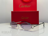 Cartier | Panthère de Cartier Rimless Sunglasses – Gold / Blue