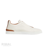 Zegna Triple Stitch Sneakers – White & Brown