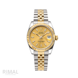 Rolex Datejust Golden Dial Fluted Bezel Watch