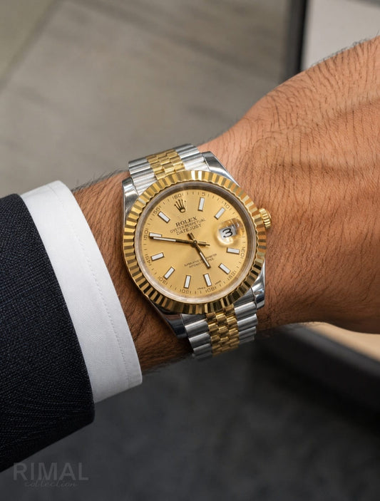 Rolex | Datejust 41 Two-Tone Oystersteel Yellow Gold & Oystersteel Watch – Golden Fluted Motif Dial – Product Image 1