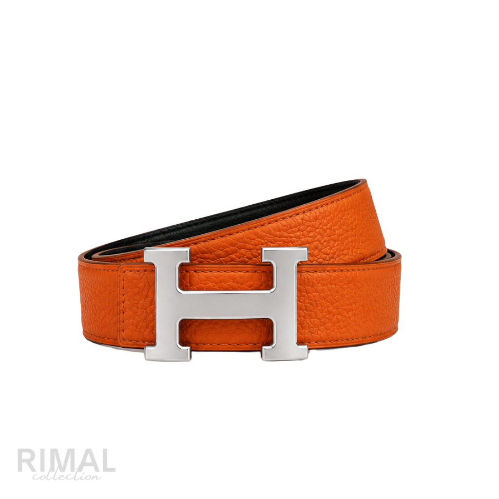 Hermes Orange Silver Logo Belt - image 2