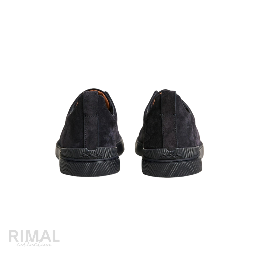 Zegna Triple Stitch Sneakers – Full Navy Suede - View 4