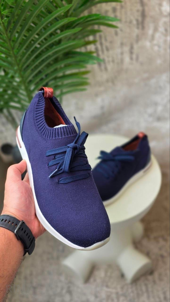 Loro Piana 360 LP Lady Flexy Walk Sneakers in Wish Wool – Navy Blue - View 4