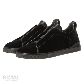 Zegna Triple Stitch Sneaker – Black Velvet – View 2