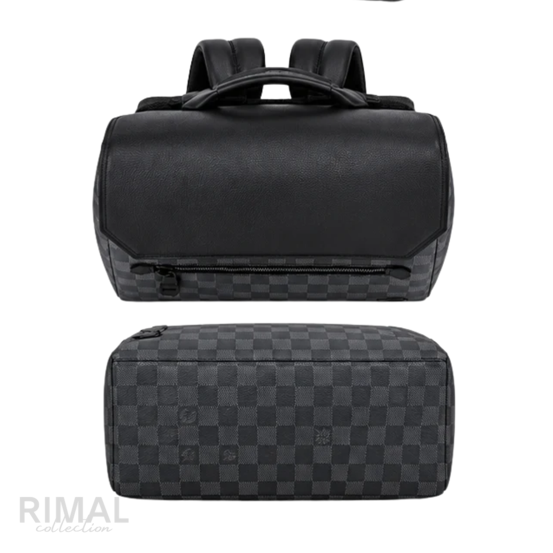Louis Vuitton Bag | Zack Backpack (Damier Cobalt Graphite style with black leather flap) – Black – Charcoal (Damier Graphite coated canvas with black leather trim and matte black hardware)