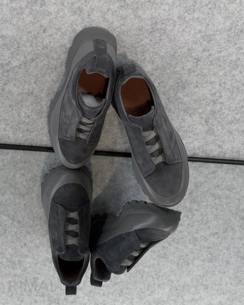 Zegna Cream Leather Slip-On Sneakers