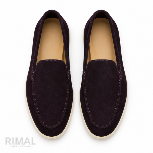 Loro Piana Summer Walk Suede Loafers – Dark Aubergine - View 1