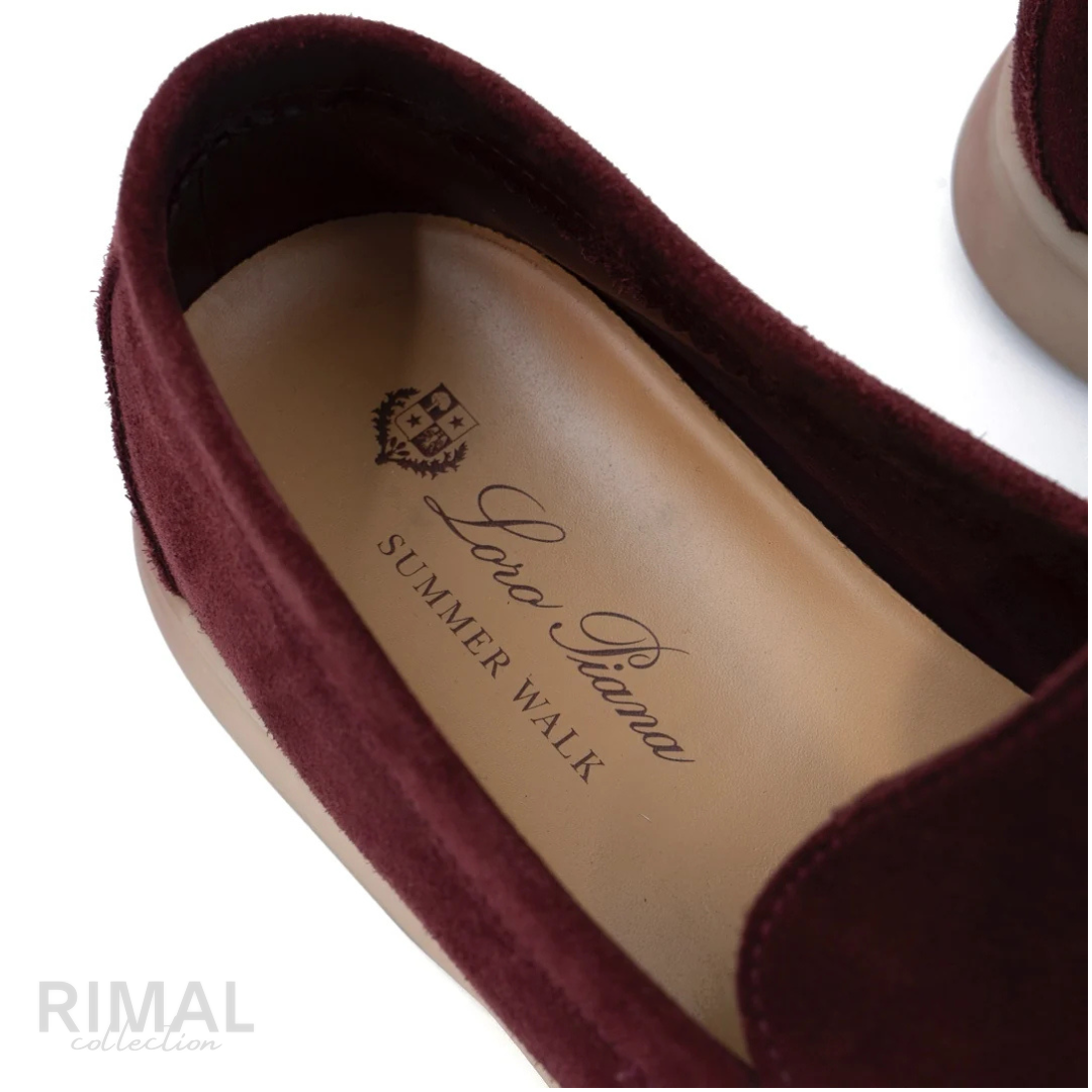 Loro Piana Summer Walk Suede Loafers – Maroon - View 3