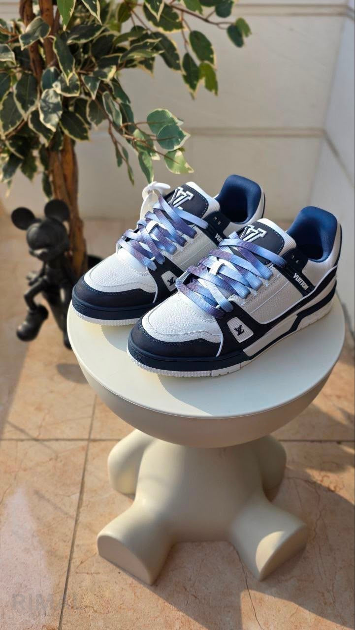 Louis Vuitton LV Trainer Sneakers – White & Navy Blue - View 3