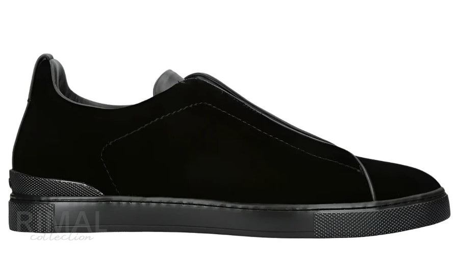 Zegna Triple Stitch Black Sneaker - Velvet | Men