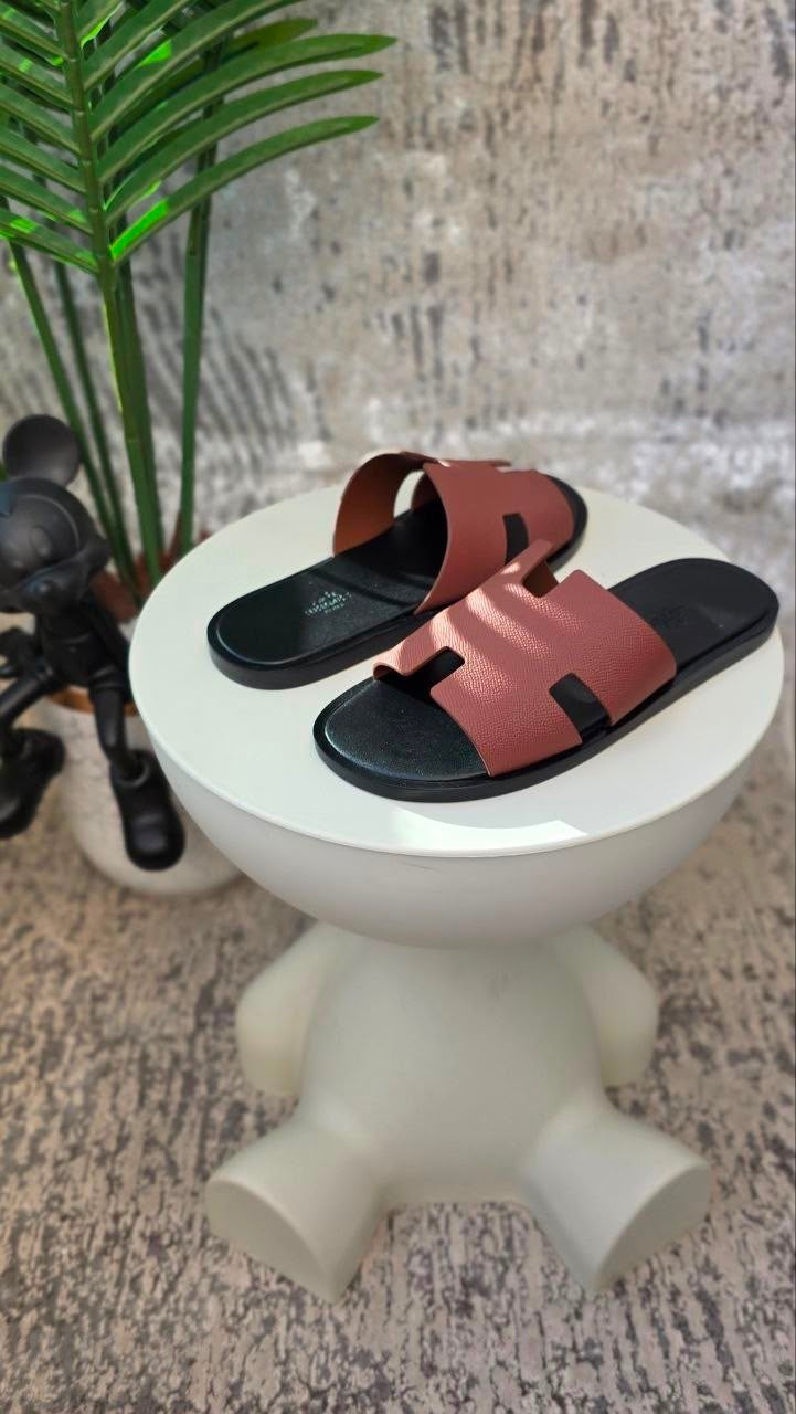 HERMÈS Izmir Leather Sandals - Brique Red Rouge H Men s Luxury Slides