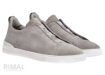 Zegna Triple Stitch Grey Sneaker | Men