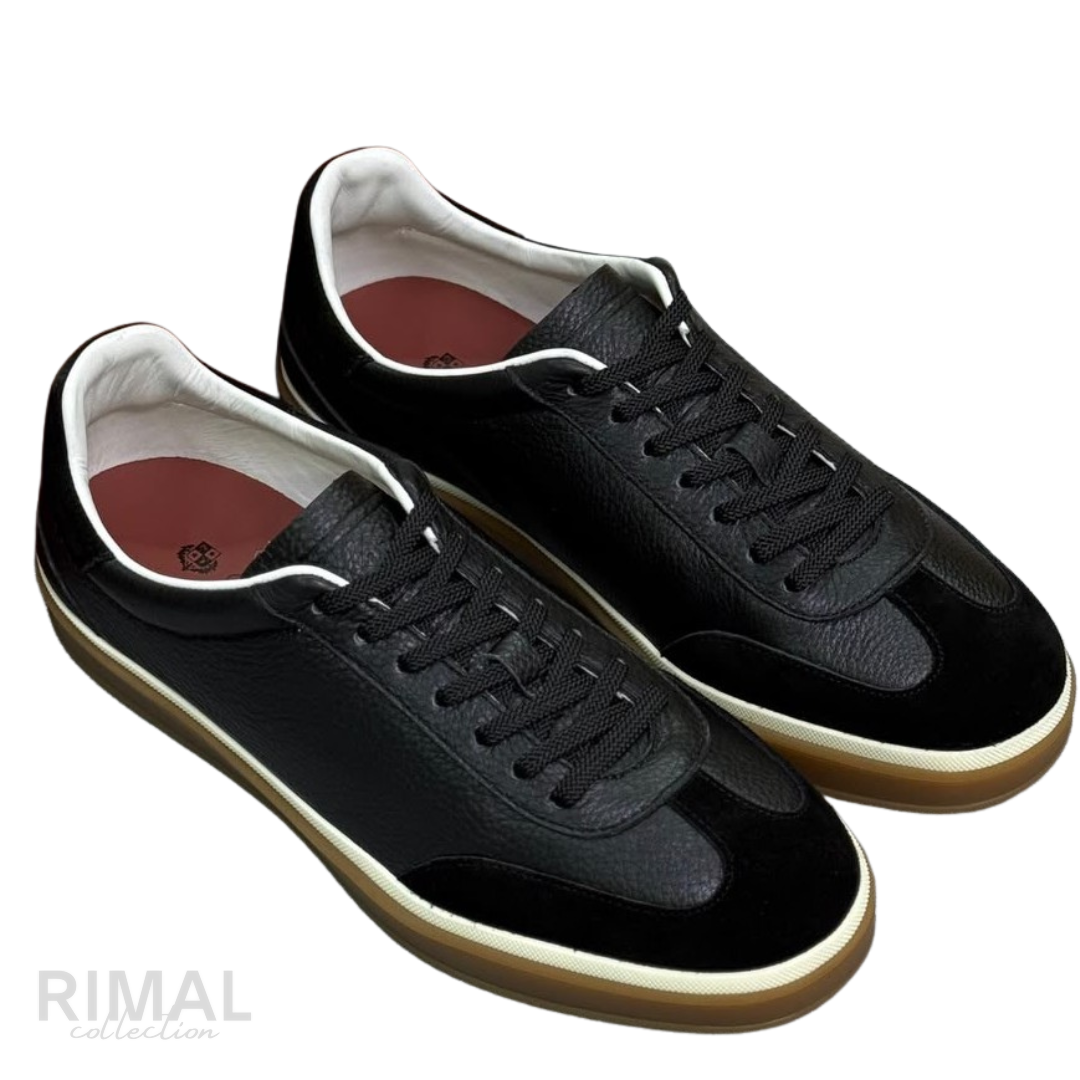 Loro Piana Tennis Walk Suede & Leather Sneakers – Black - View 4