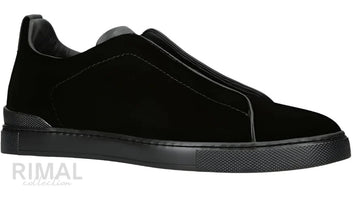 Zegna Triple Stitch Black Sneaker - Velvet | Men