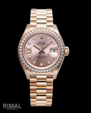Rolex Datejust Rose Gold Diamond Watch