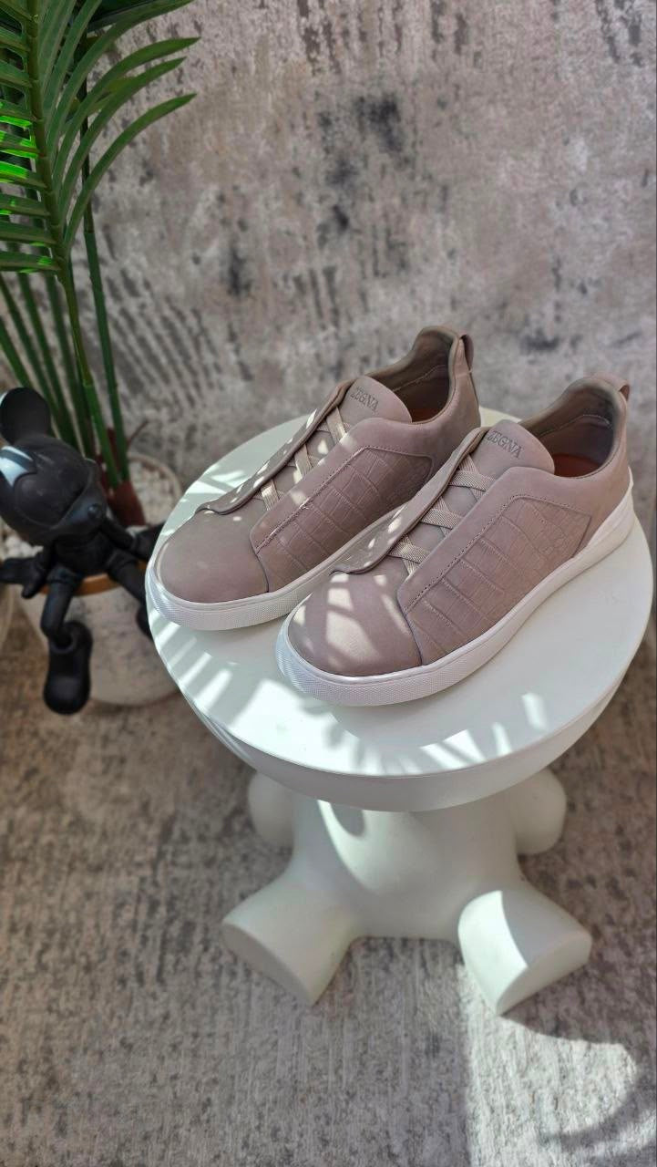 Zegna | Triple Stitch Sneakers Taupe - View 4