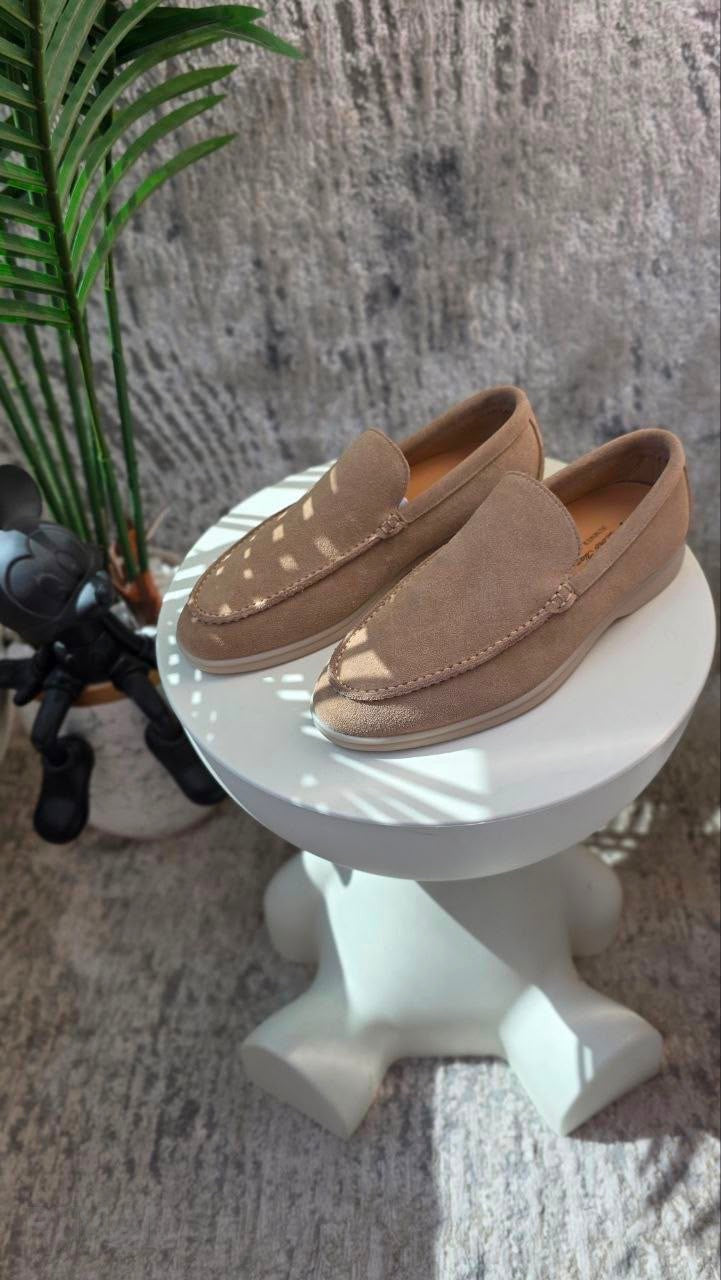 Loro Piana Summer Walk Suede Loafers – Warm Taupe - View 1
