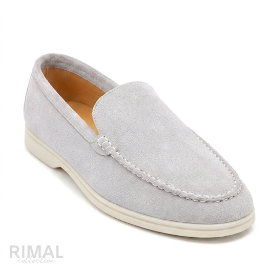 Loro Piana Suede Loafers – Light Grey - View 1