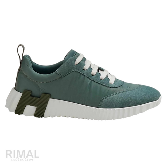 HERMÈS Bouncing Sneaker Canvas Suede Sage Green Olive