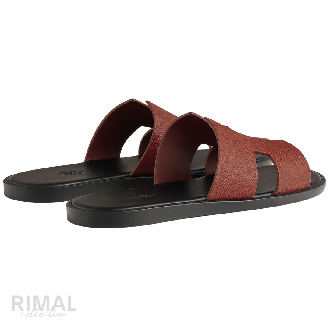 HERMÈS Izmir Leather Sandals - Brique Red Rouge H Men s Luxury Slides