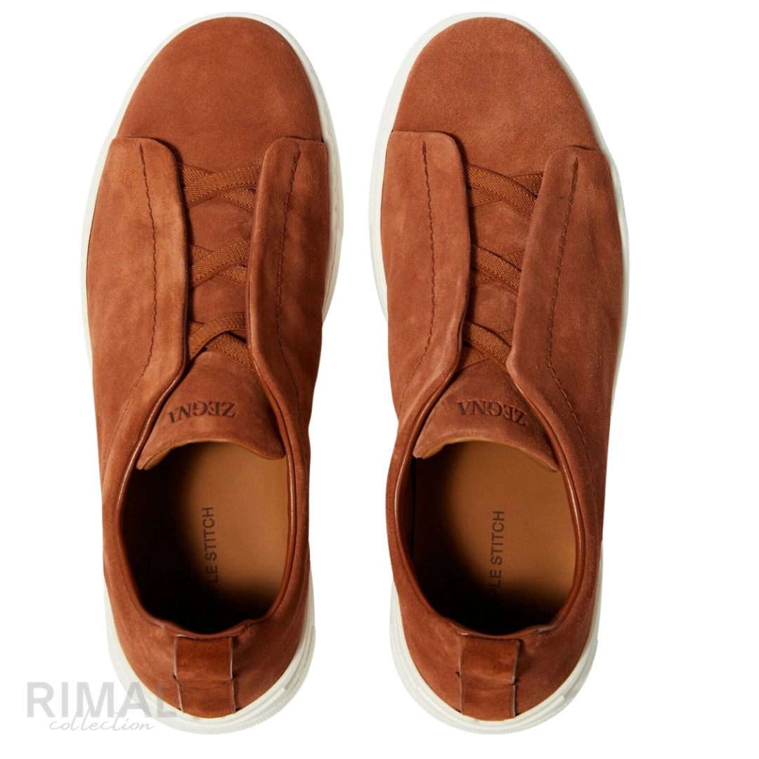 Zegna Triple Stitch Sneakers – Rust Brown - View 2