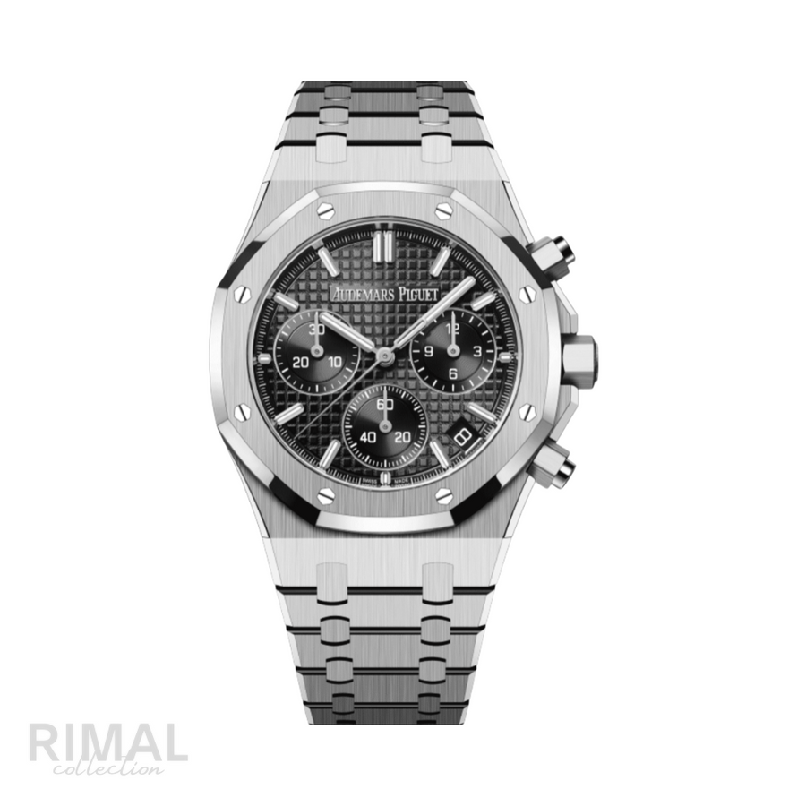 ساعة Audemars Piguet Royal Oak Selfwinding Chronograph الفولاذية باللون الفضي مع مينا سوداء