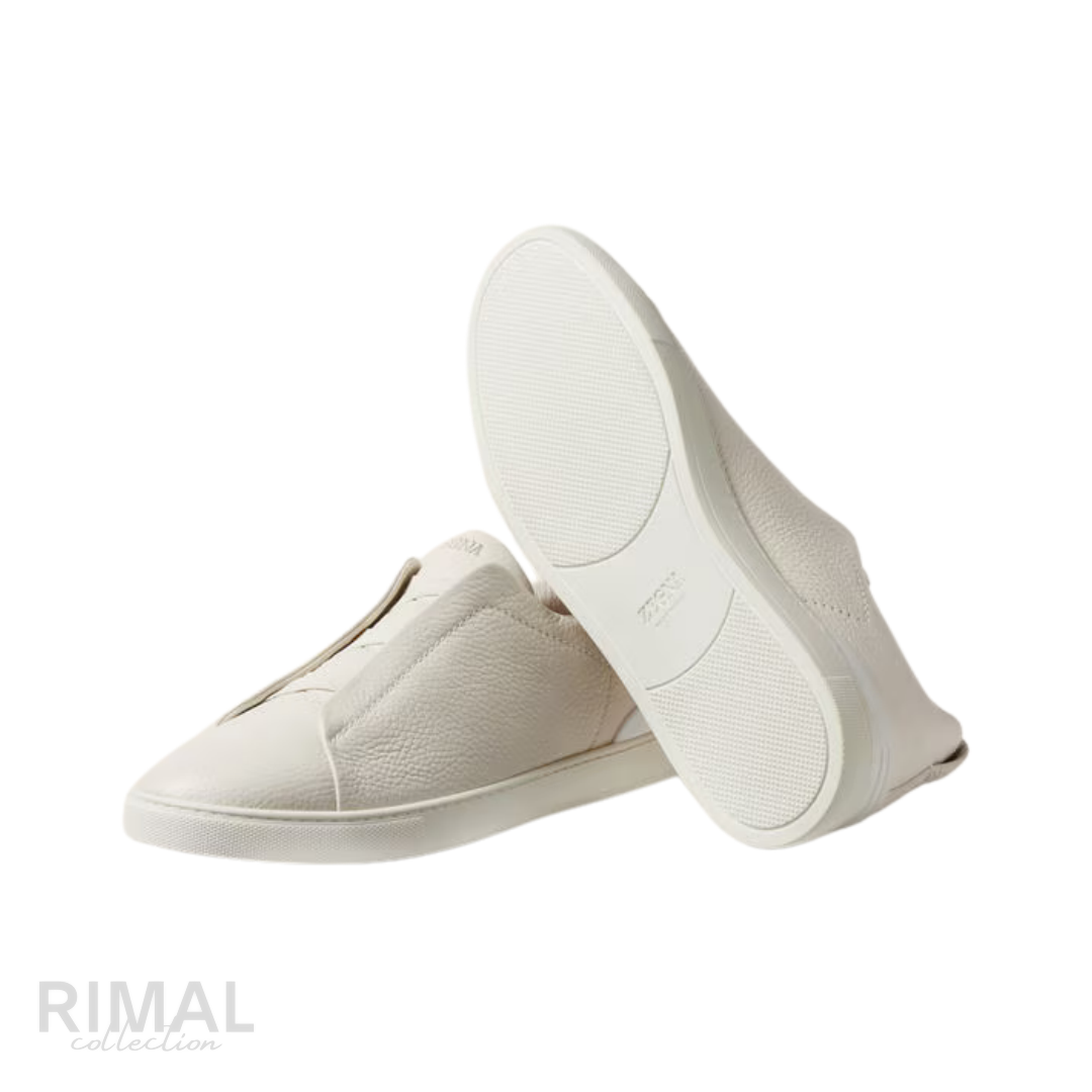 Zegna Triple Stitch Sneaker – White Deerskin – View 3