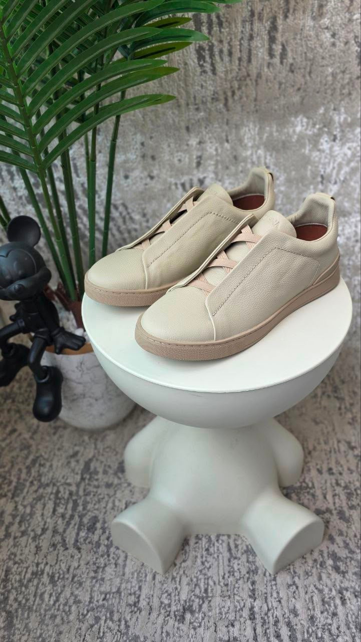 Zegna Triple Stitch SECONDSKIN Sneakers – Light Beige - View 5