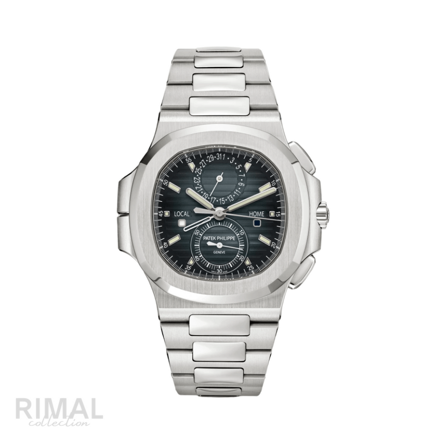 Patek Philippe Nautilus Time Sunburst Blue Dial Watch