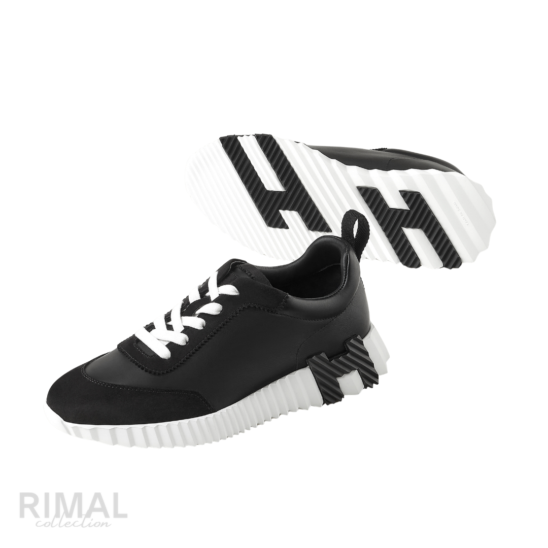 Hermès Bouncing Sneaker – Black Leather & Suede – View 8