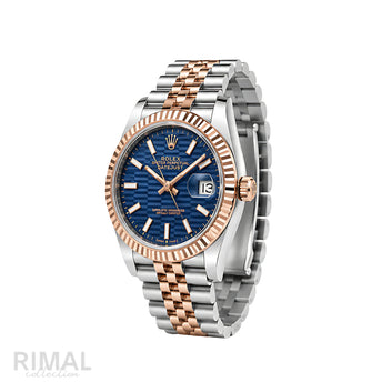 Rolex Datejust Blue Waffle Dial Two Tone Rose Gold Watch - image 2