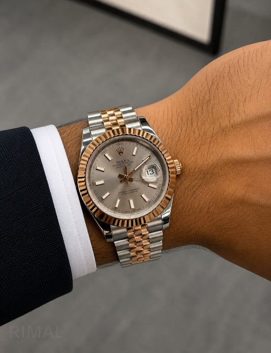 Rolex | Datejust 41 Oystersteel Mint Fluted Watch – White / Gold / Green – Product Image 1