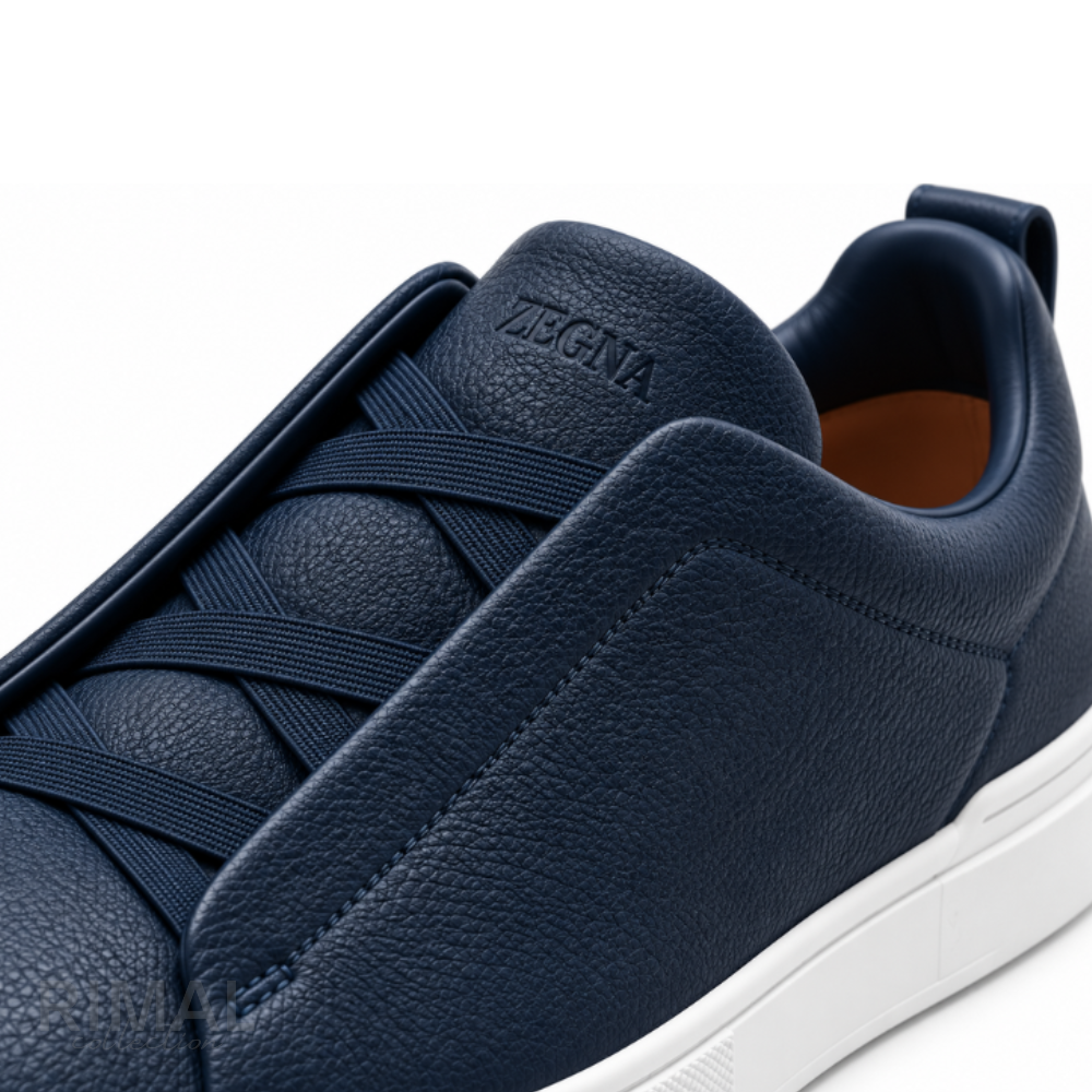 Zegna Triple Stitch Sneakers – Navy Blue - View 4