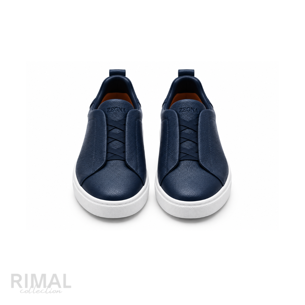 Zegna Triple Stitch Sneakers – Navy Blue - View 1