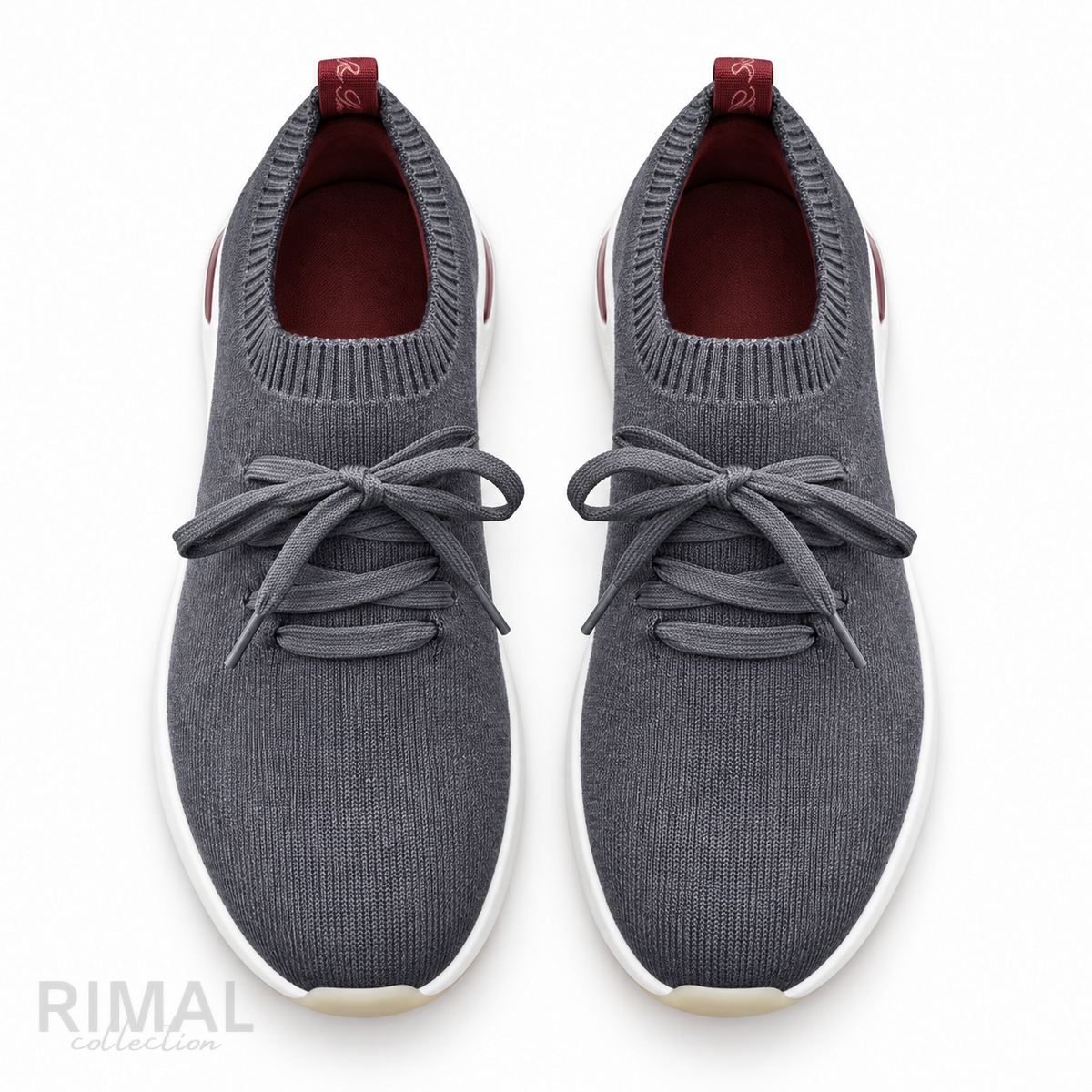 Men’s Charcoal-Grey Sock-Knit Sneakers - View 5