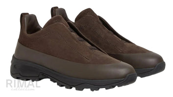 Zegna Triple Stitch Brown Sneaker | Men