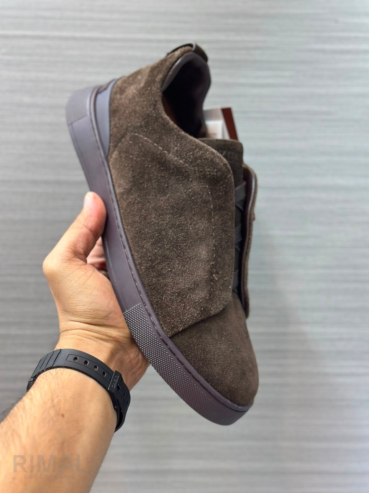 Zegna Triple Stitch Sneaker – Dark Brown SECONDSKIN Leather – View 5